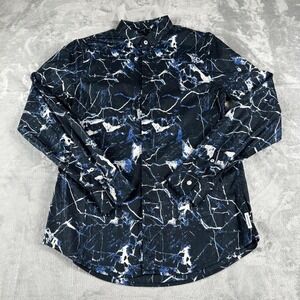 Armani Exchange Button Up Shirt Mens S Blue Slim Y2K Urban Edgy Elevated Basics